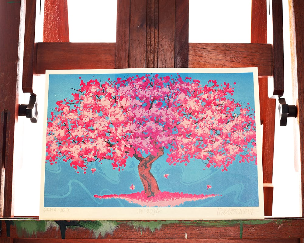 Gravura  Assinatura Original Ipê Rosa 01