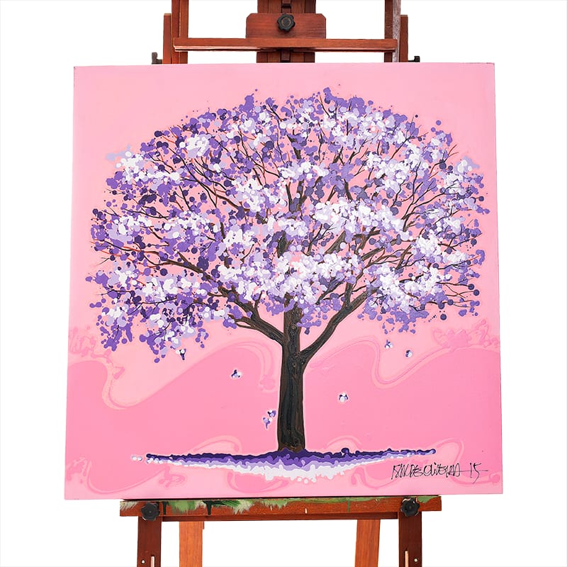 Quadro Original DNA Isaac	Ipê Roxo/fundo rosa
